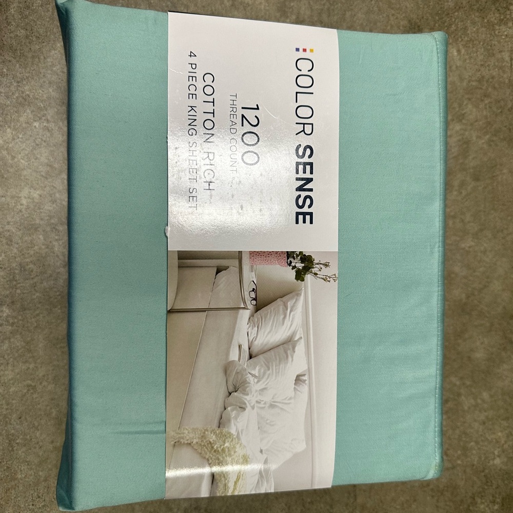 Cotton Rich King Sheet Set in Aqua